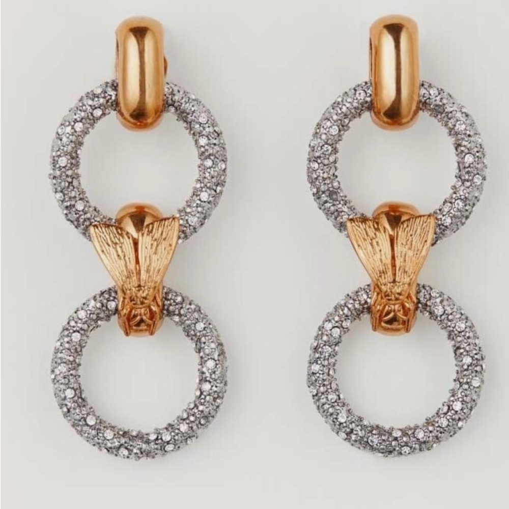 Elegant Gold and Silver Bee Hoop Clip-On Earrings